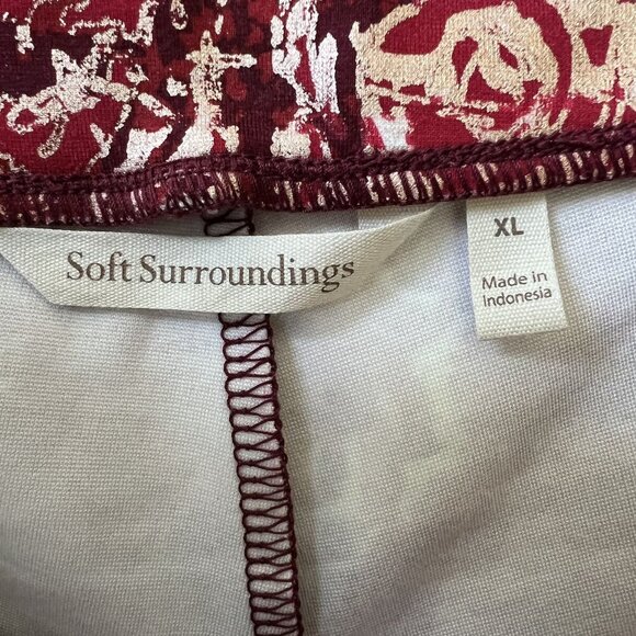 Soft Surroundings New XL Red Gold Floral Perfect Ponte Straight Leg Serrano Pant - Picture 10 of 12